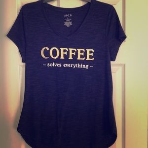 Cute navy blue coffee top size large